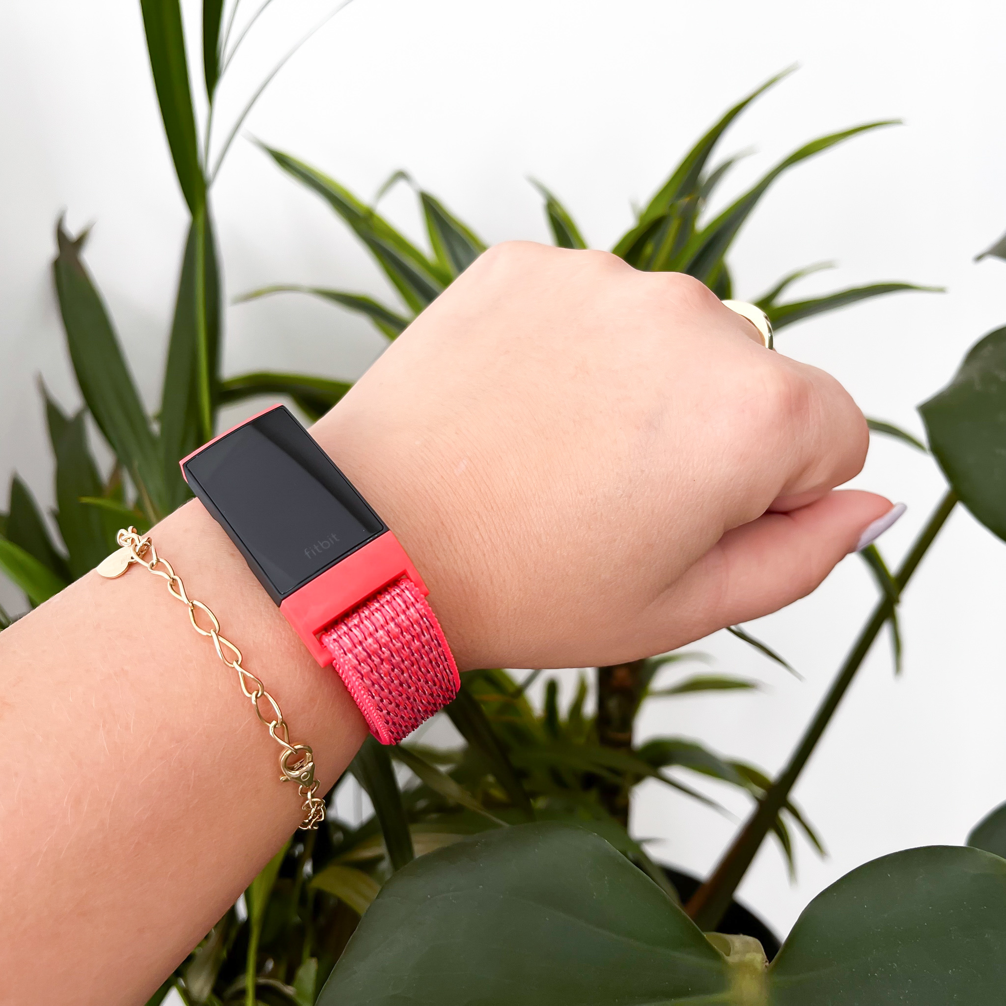 Bracelet boucle sport en nylon Fitbit Charge 3 & 4 - hibiscus