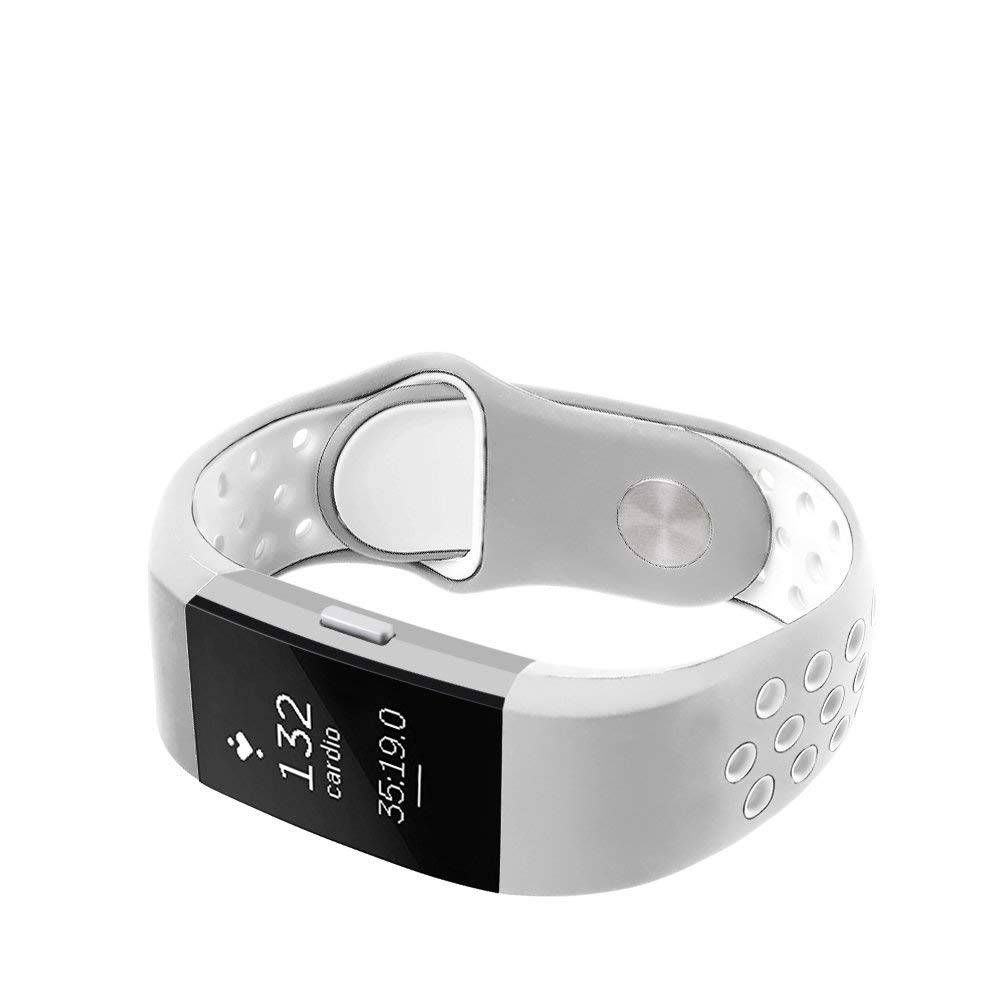 Bracelet sport double Fitbit Charge 2 - gris blanc