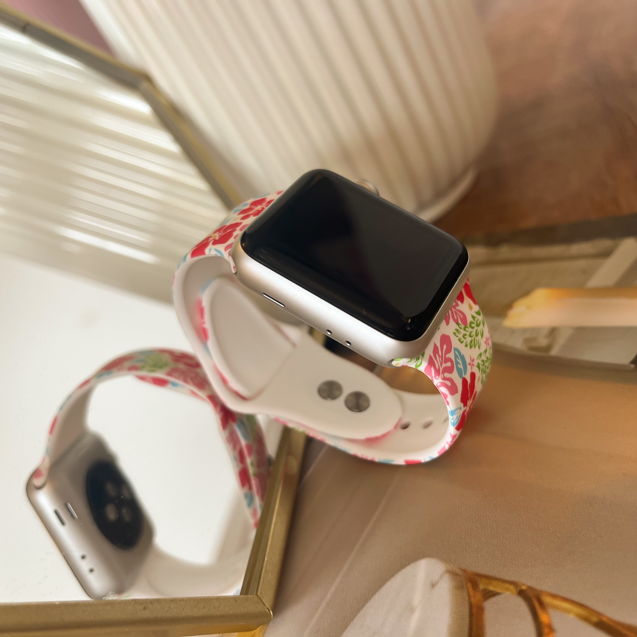 Bracelet sport imprimé Apple Watch - fleurs multi