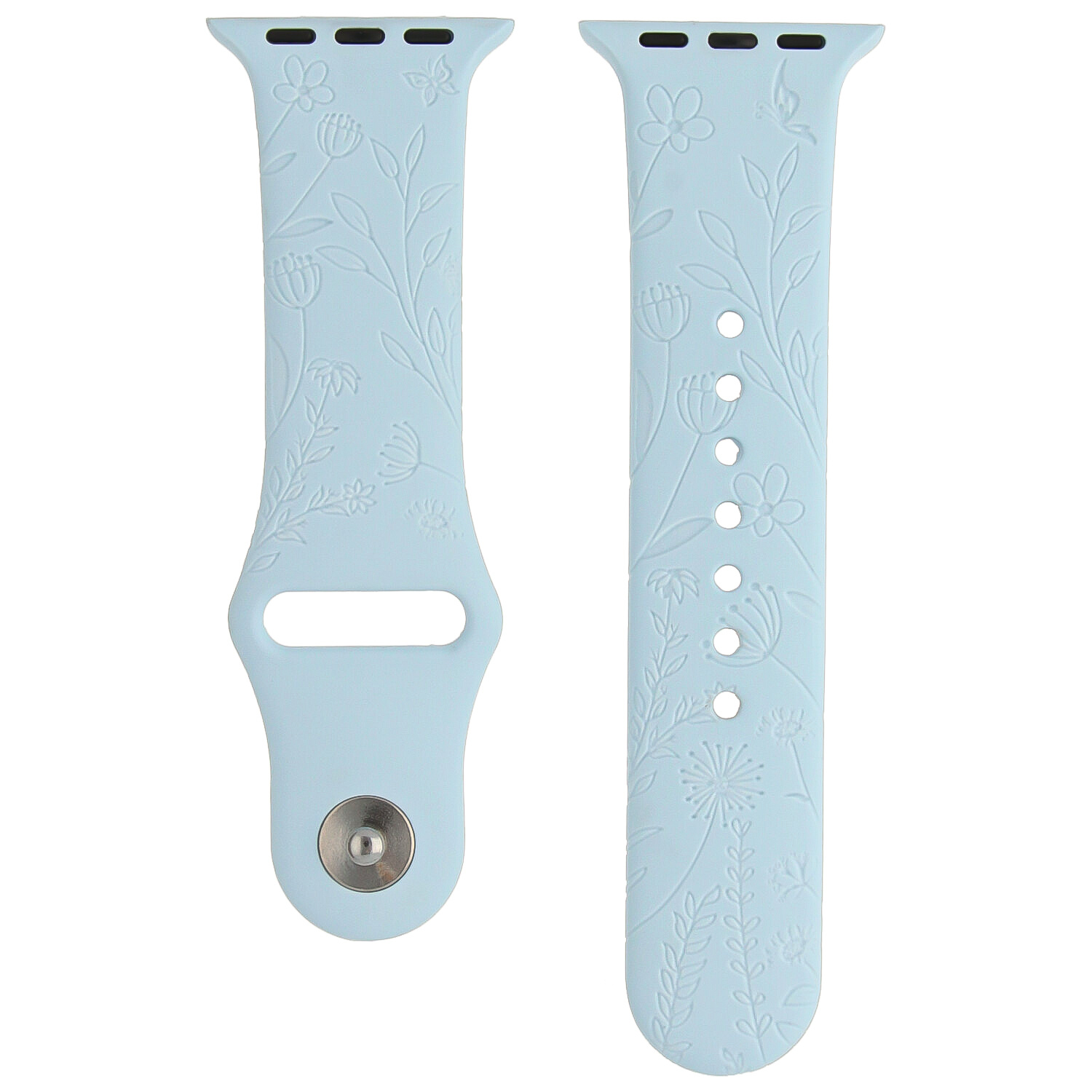Bracelet sport imprimé Apple Watch - bleu fleuri