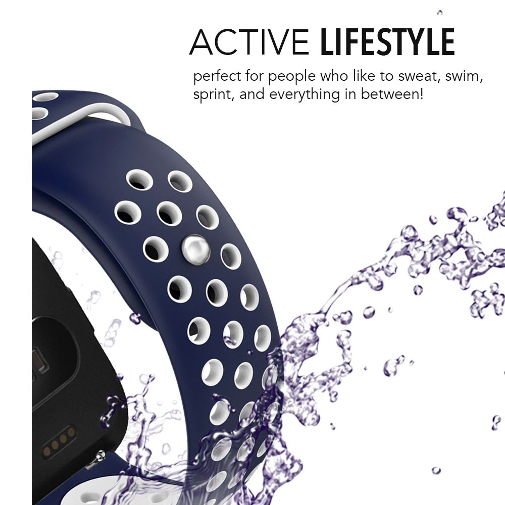 Bracelet sport double Fitbit Versa - bleu foncé blanc