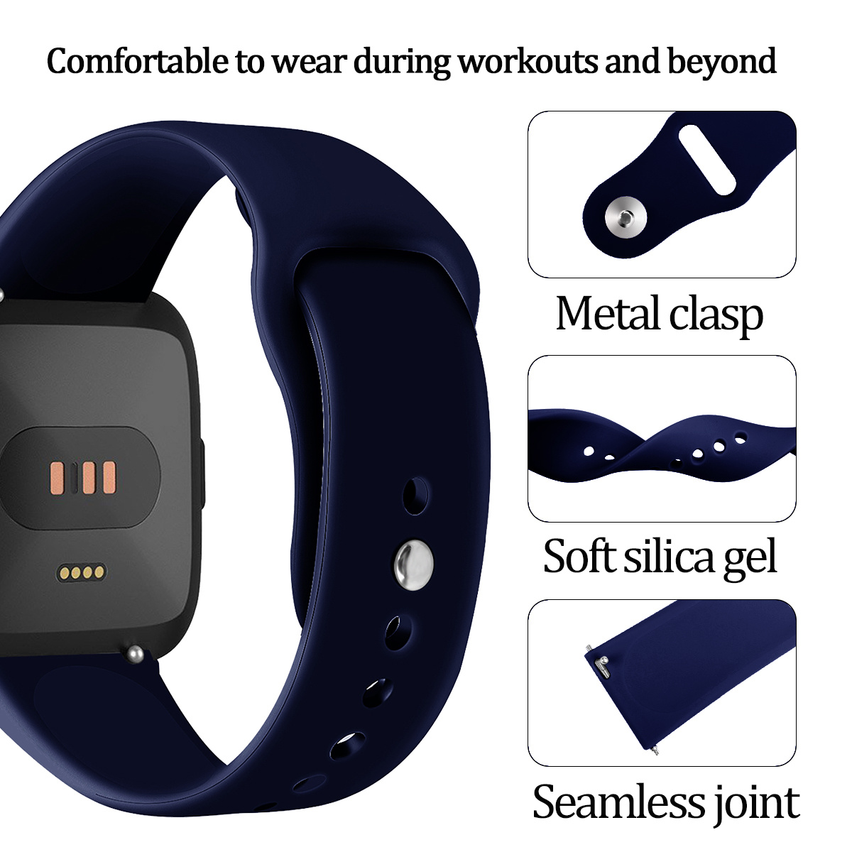 Bracelet sport en silicone Fitbit Versa - bleu marine