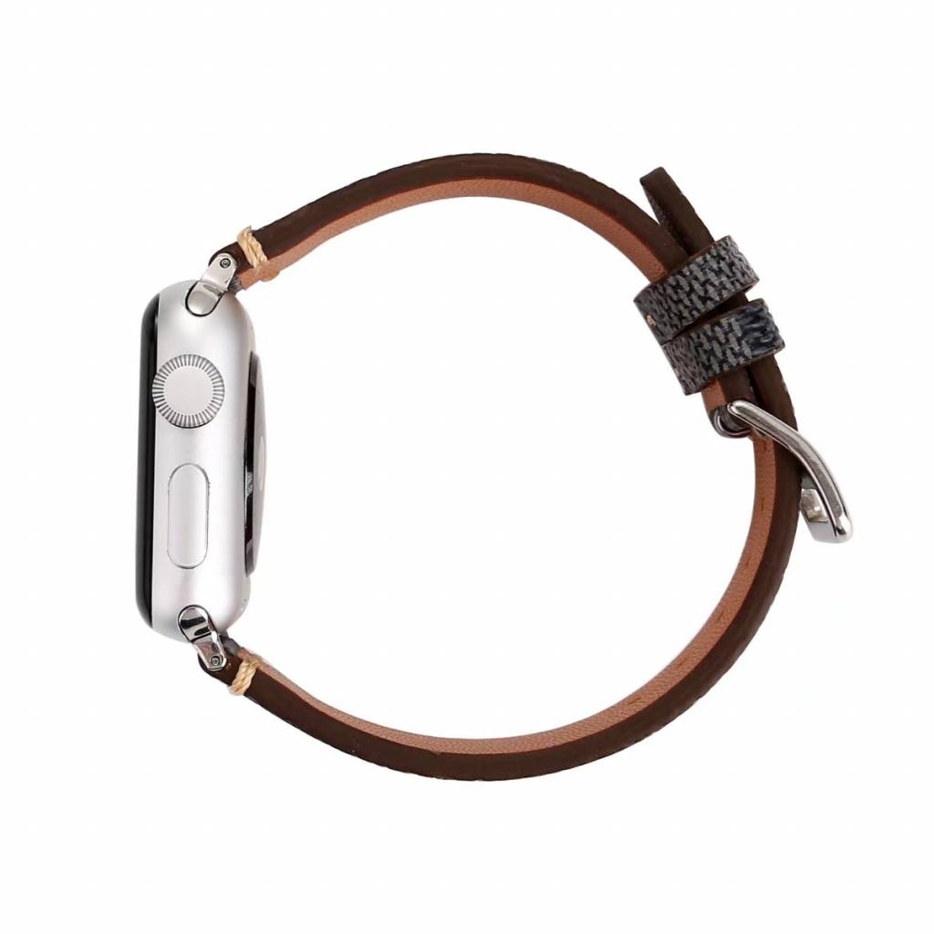 Bracelet quadrillé en cuir Apple Watch - noir