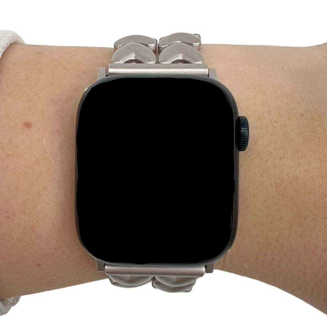 Bracelet à maillons en acier cœur Apple Watch - lumière stellaire