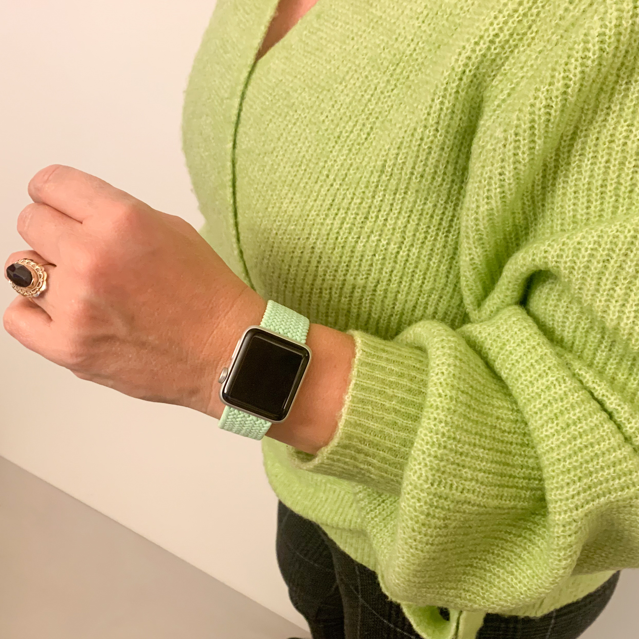 Bracelet nylon Boucle unique tressé Apple Watch - pistache
