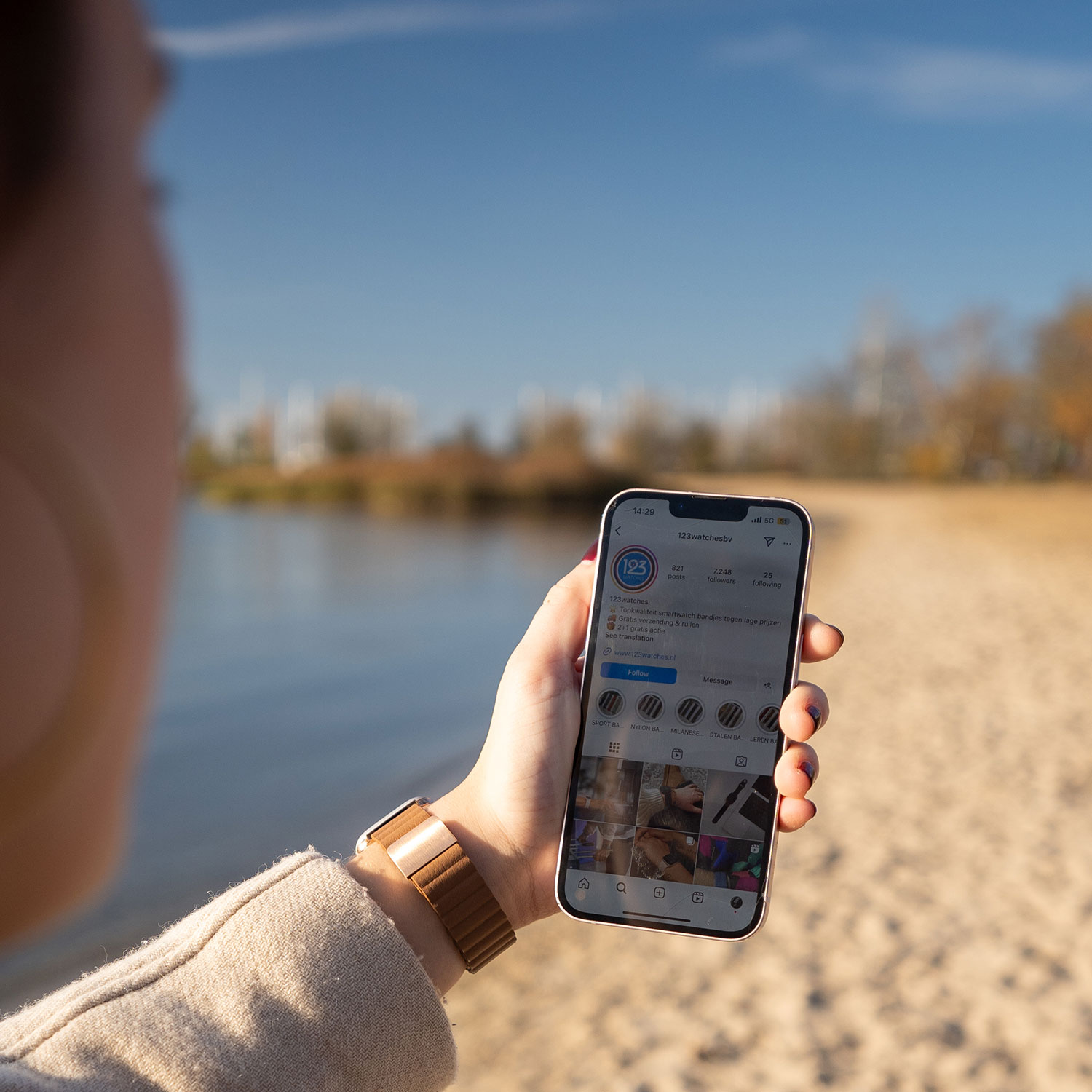 Bracelet aimanté en cuir Magna Apple Watch - Brun