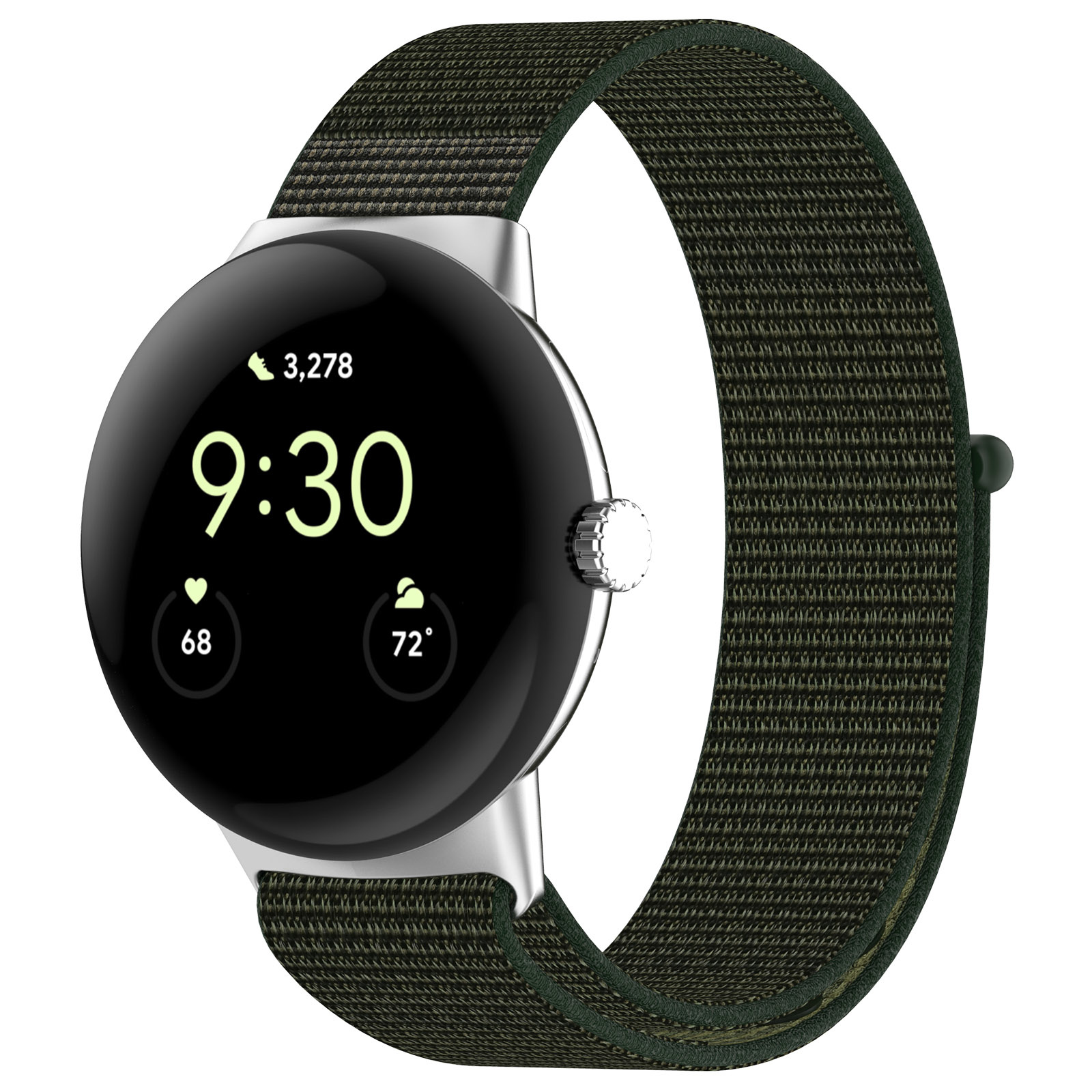 Bracelet boucle sport en nylon Google Pixel Watch - vert