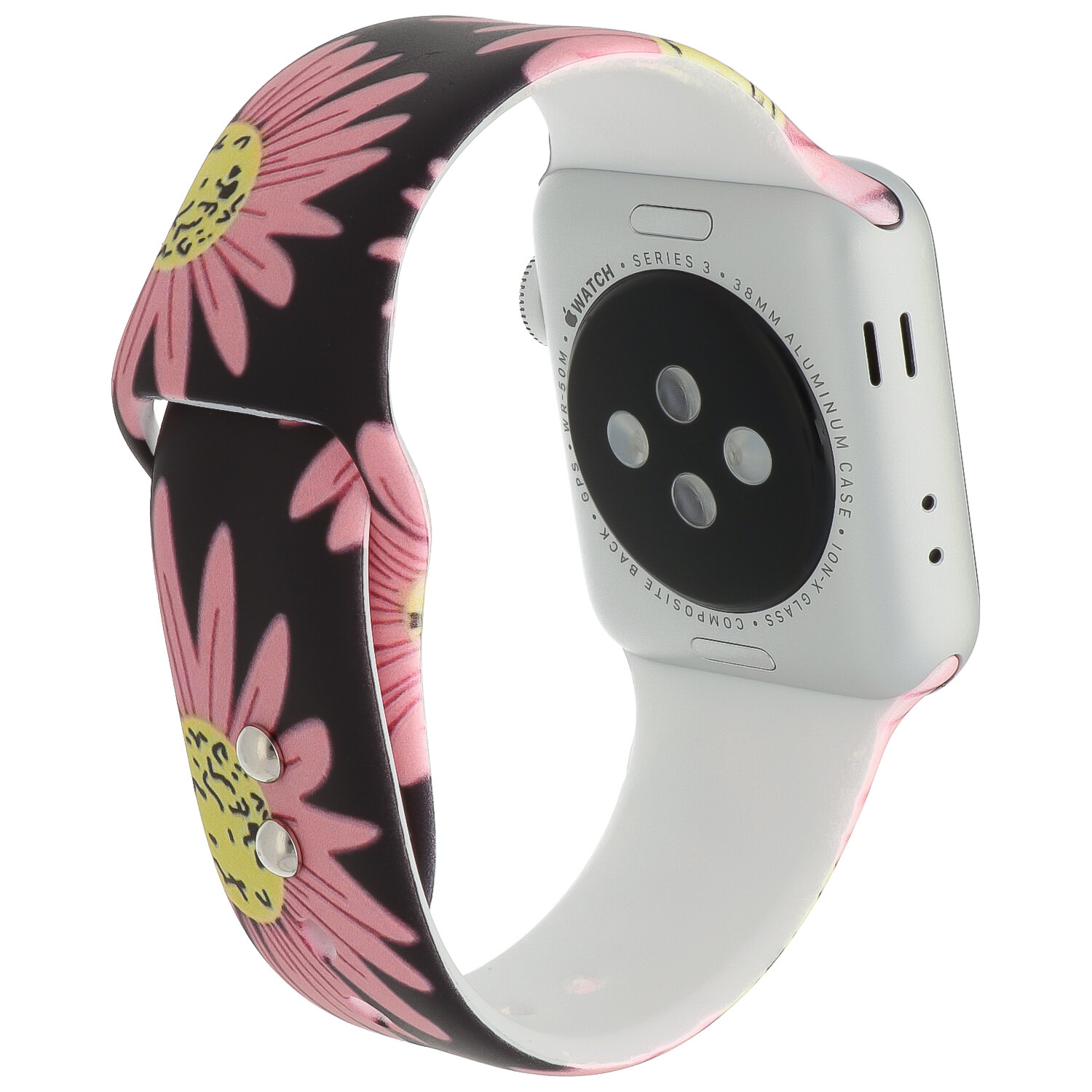 Bracelet sport imprimé Apple Watch - marguerite rose