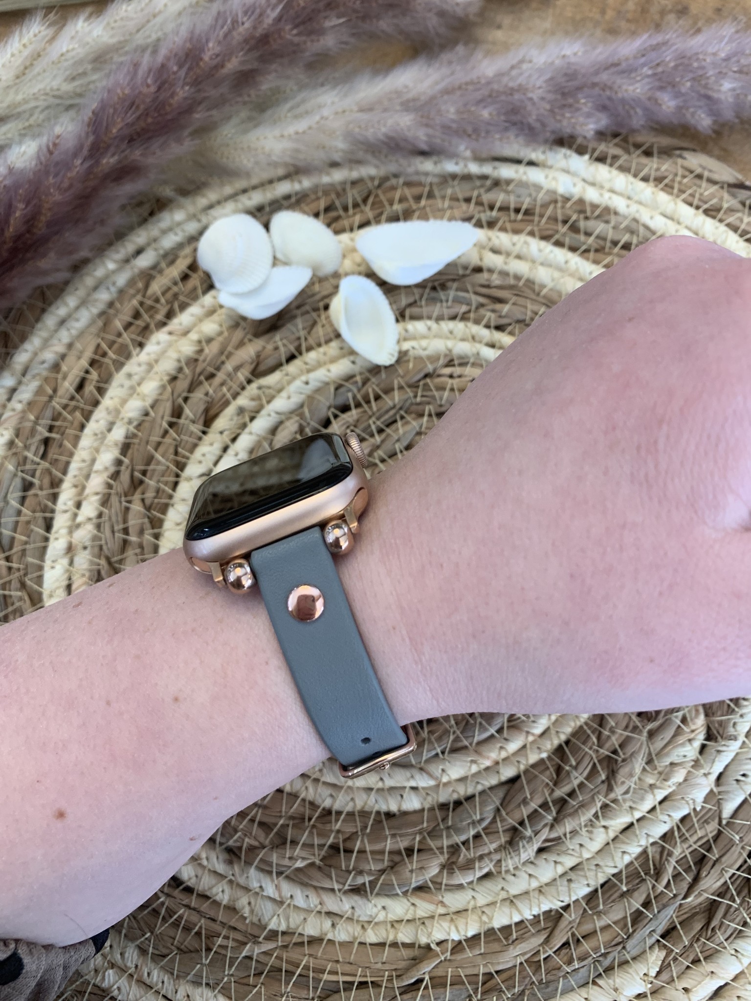 Bracelet en cuir fin Apple Watch - bleu