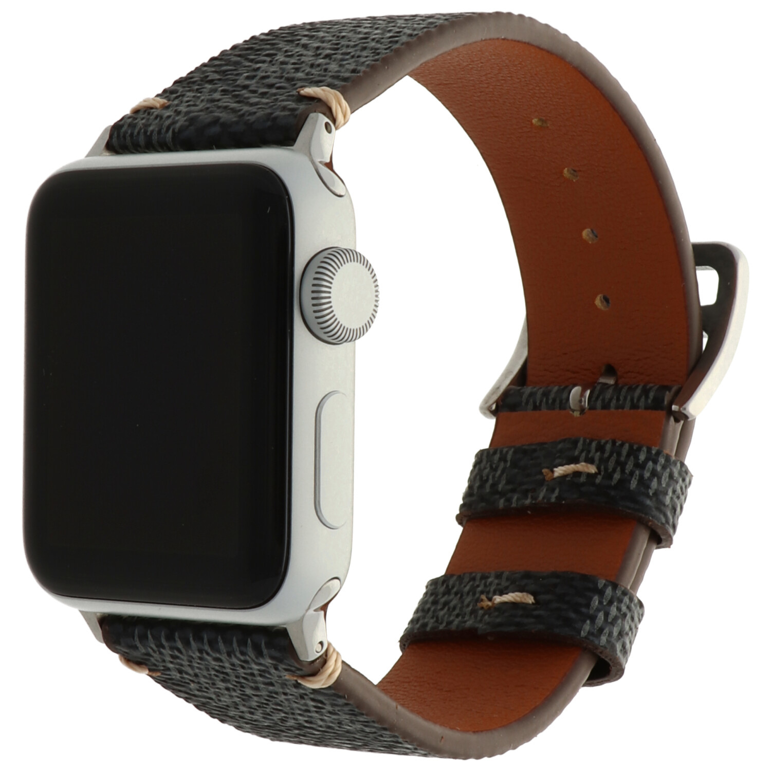 Bracelet quadrillé en cuir Apple Watch - noir