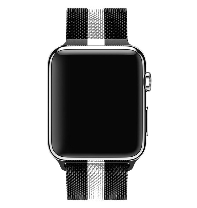 Bracelet milanais Apple Watch - rayée noir et blanc