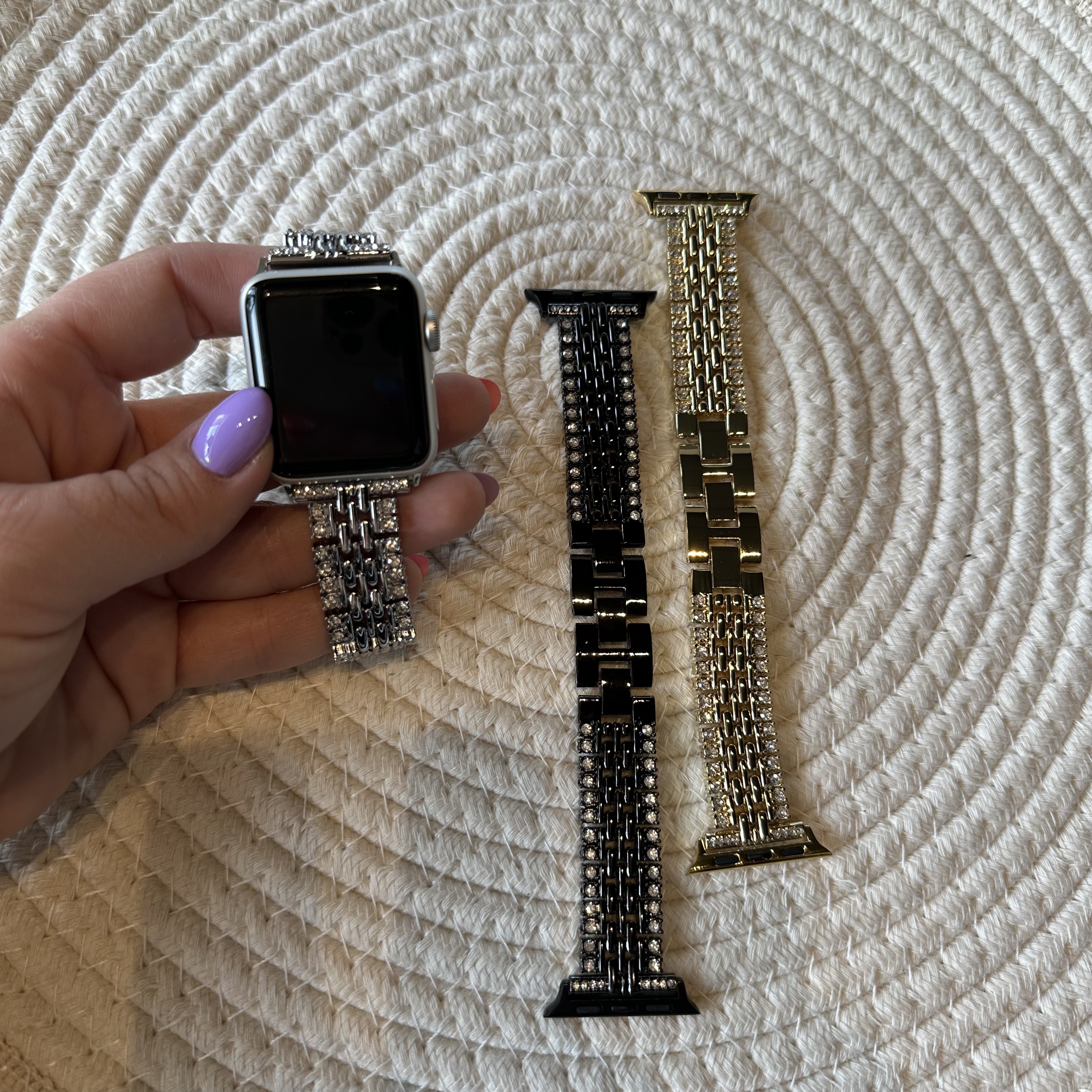 Bracelet acier en diamant Eline Apple Watch - argent