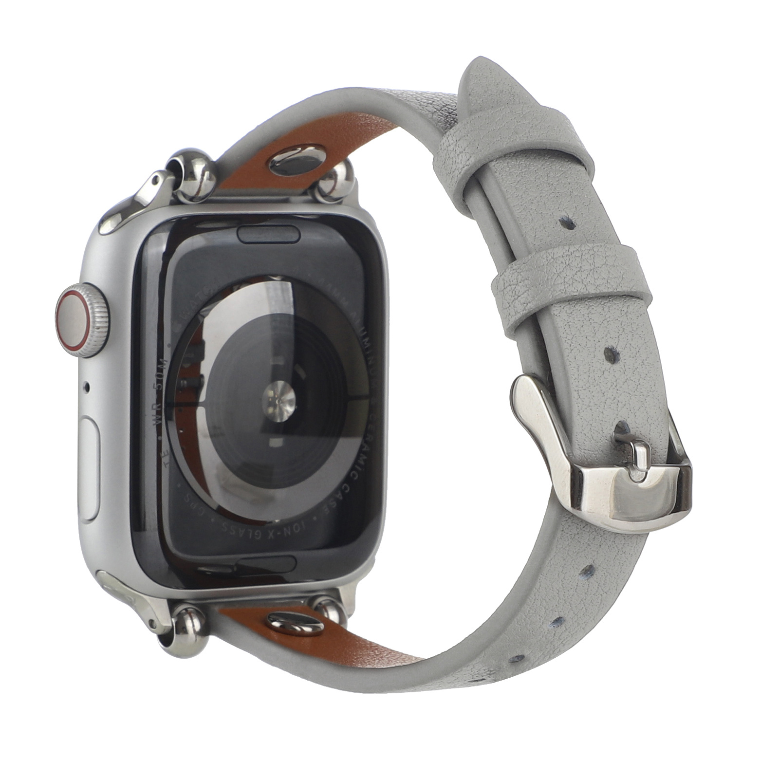 Bracelet en cuir fin Apple Watch - gris