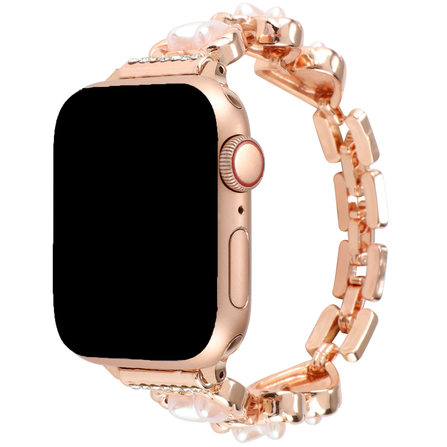 Bracelet à maillons en acier cœur Apple Watch - Demi or rose