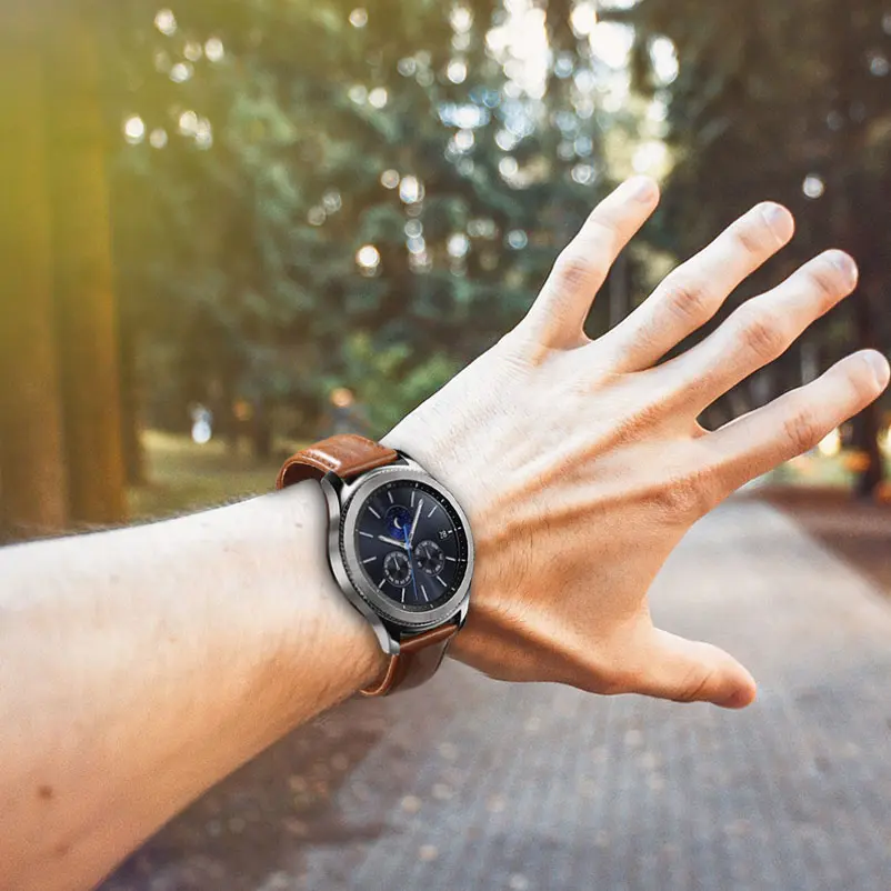 Bracelet v ritable en cuir Samsung Galaxy Watch marron clair