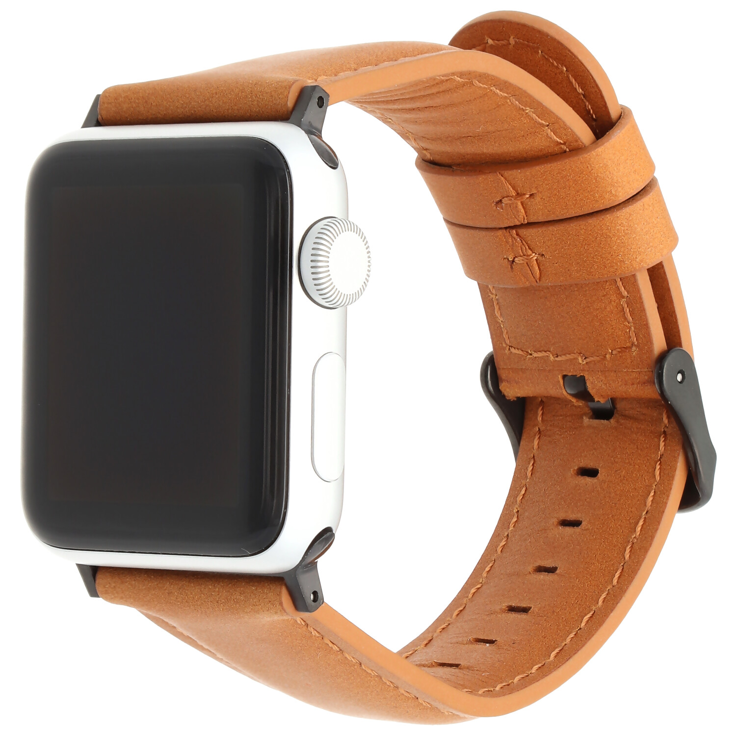 Bracelet véritable en cuir Apple Watch - marron clair