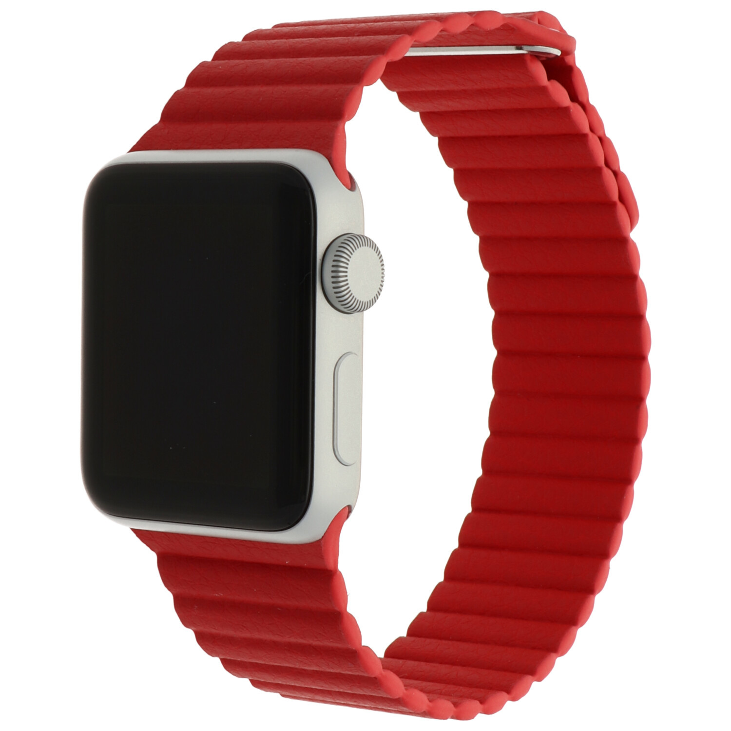 Bracelet en cuir nervure Apple Watch - rouge