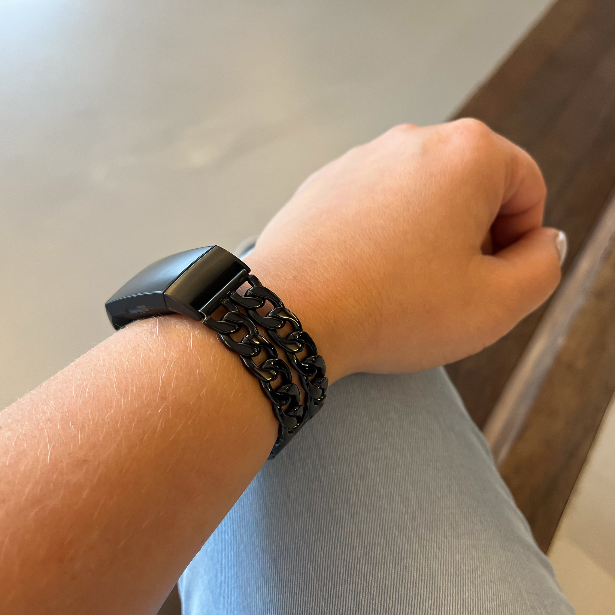 Bracelet acier cow-boy Fitbit Charge 3 & 4 - noir