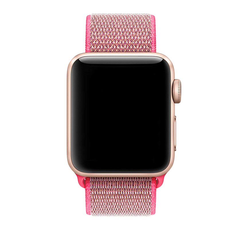 Bracelet boucle sport en nylon Apple Watch sportif - rose rouge