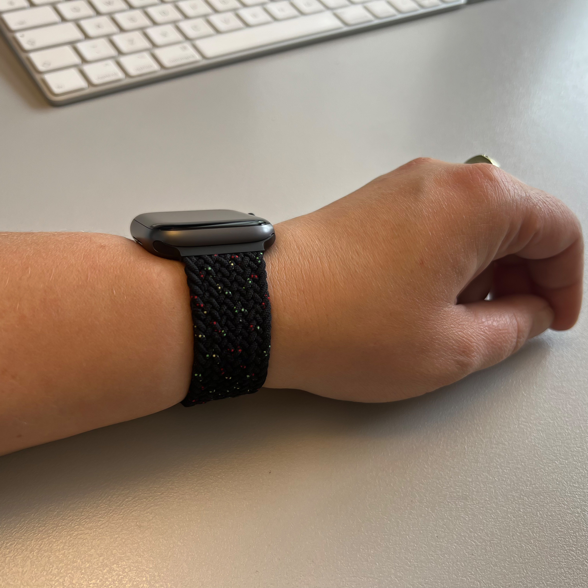 Bracelet nylon Boucle unique tressé Apple Watch - unité noir