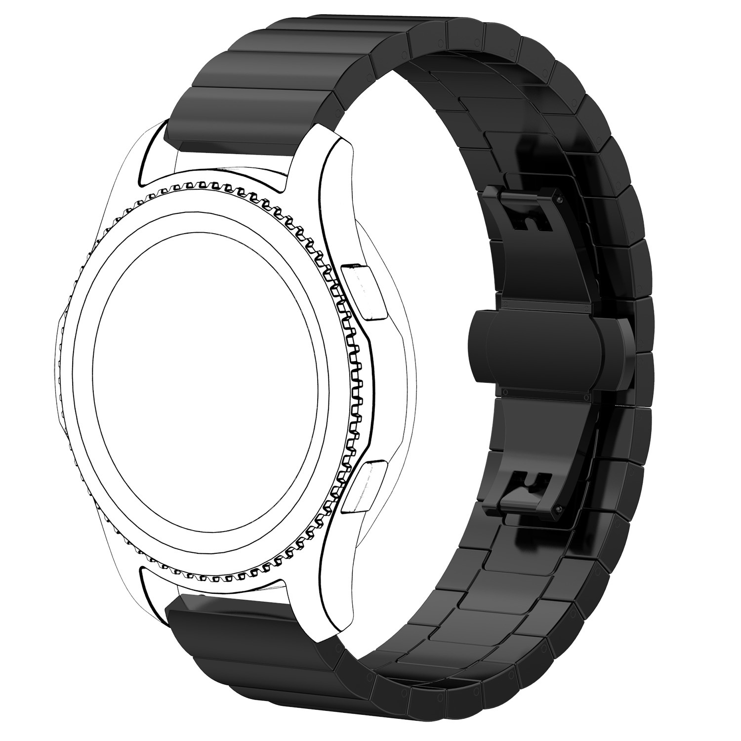 Bracelet acier maillons Huawei Watch GT - noir