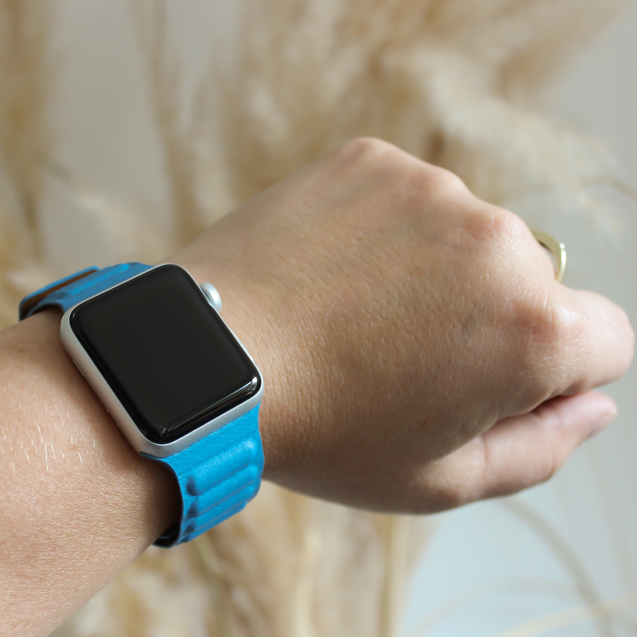 Bracelet en cuir solo Apple Watch - bleu cape