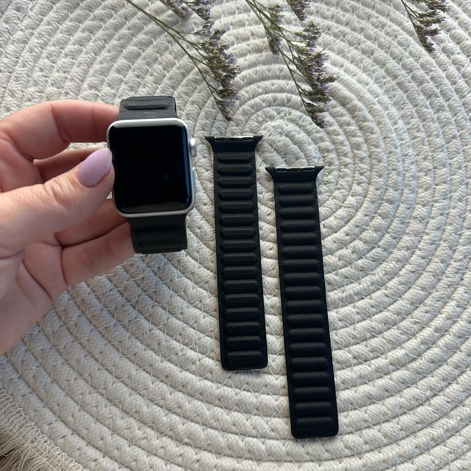 Bracelet en cuir solo Apple Watch - noir