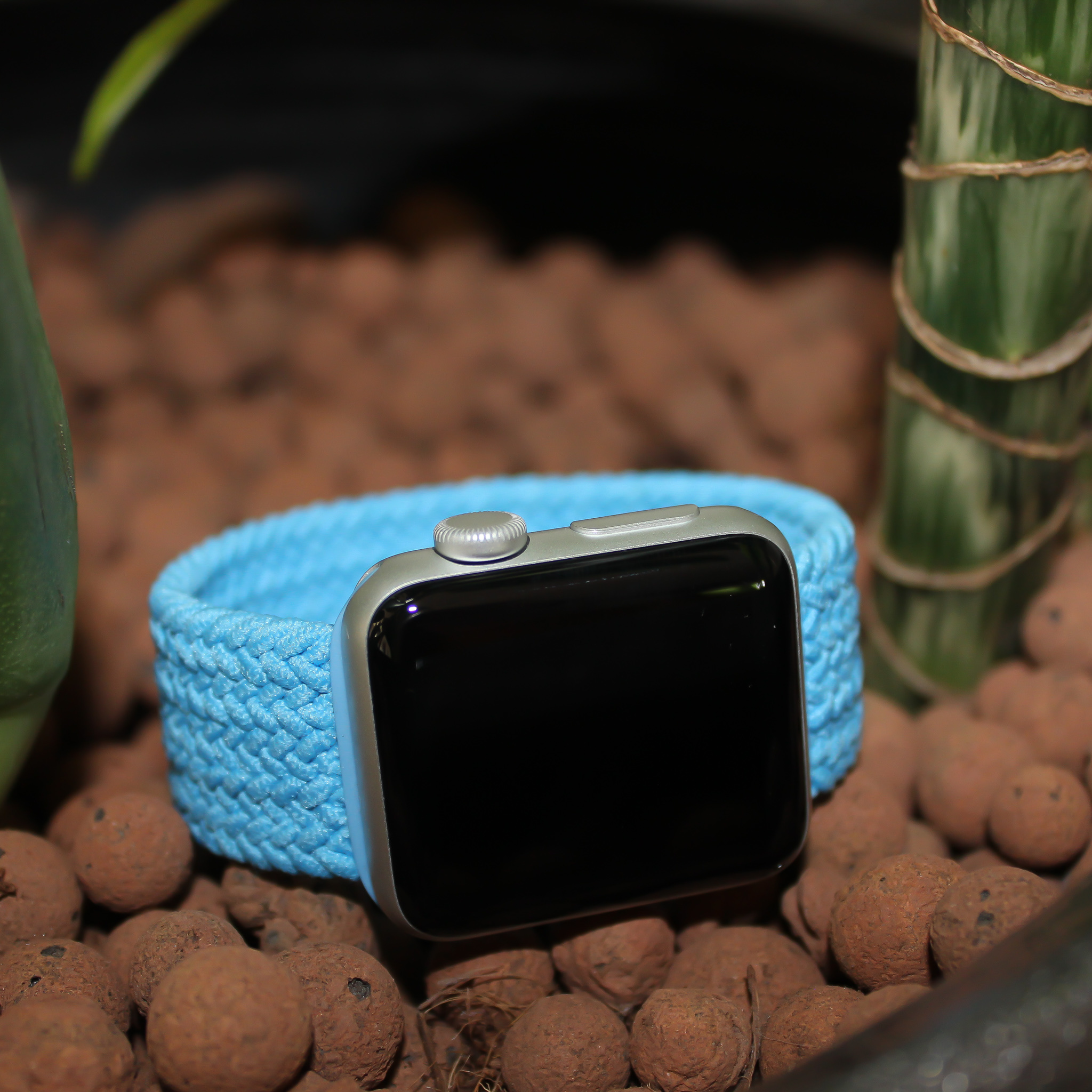 Bracelet nylon Boucle unique tressé Apple Watch - bleu ciel