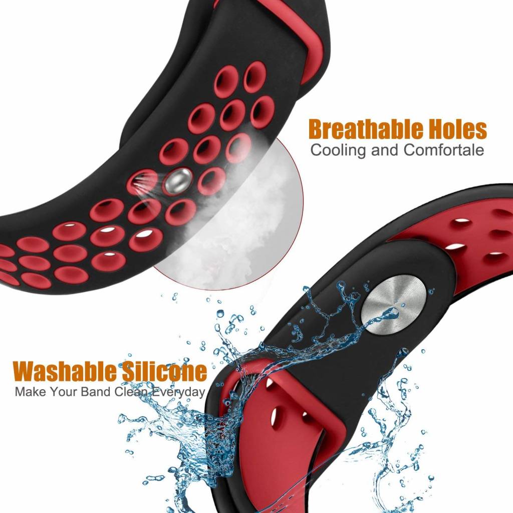 Bracelet sport double Fitbit Charge 3 & 4 - noir rouge