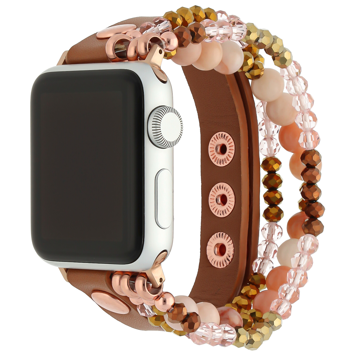 Bracelet en cuir bijoux Apple Watch - marron