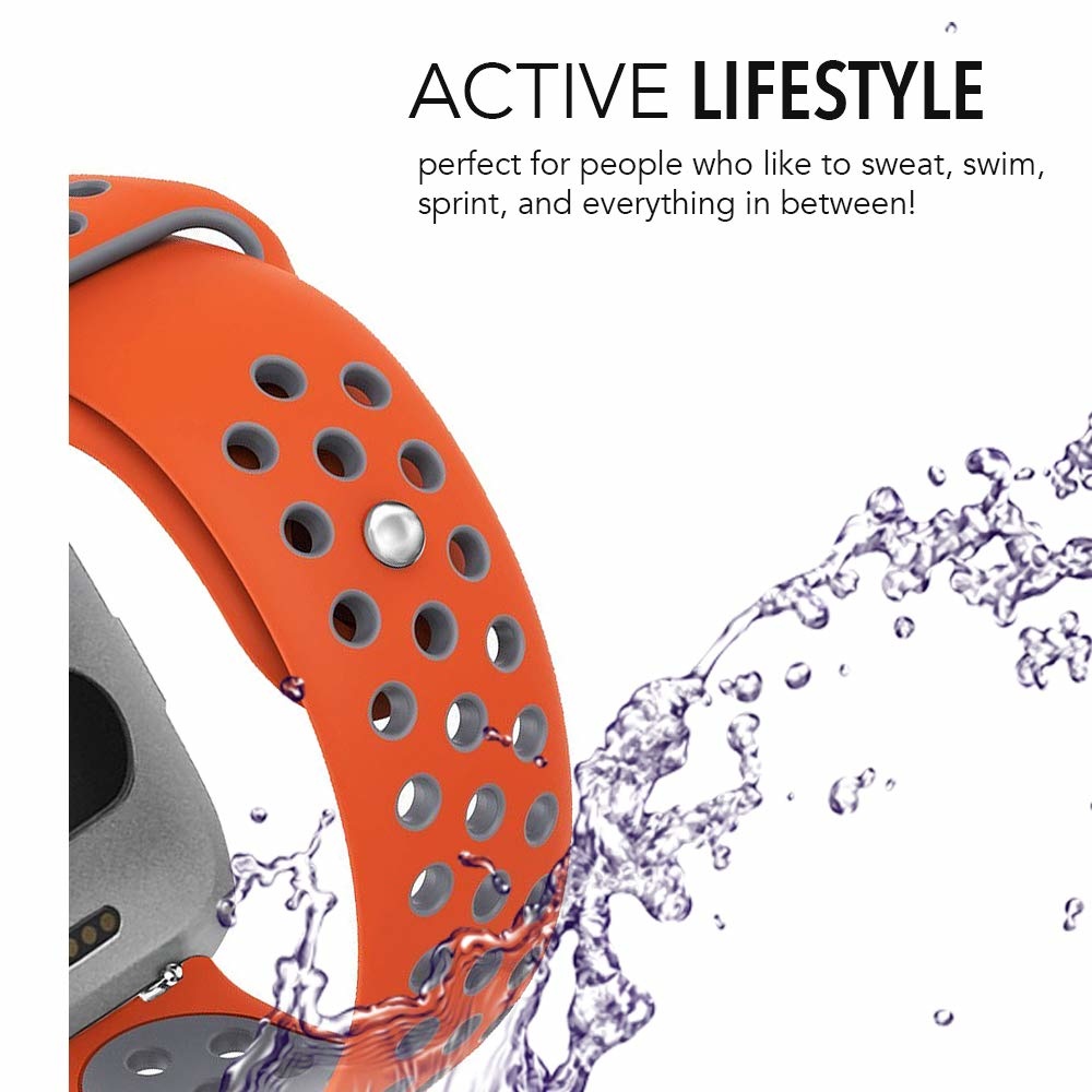 Bracelet sport double Fitbit Versa - orange gris