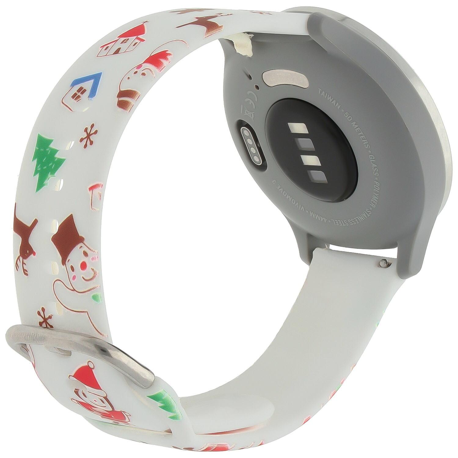 Bracelet sport imprimé Samsung Galaxy Watch - Bonhomme de neige de Noël blanc