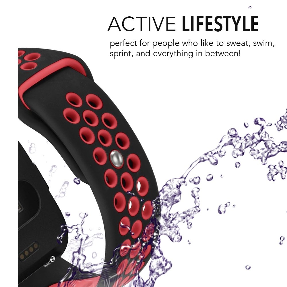 Bracelet sport double Fitbit Versa - noir rouge