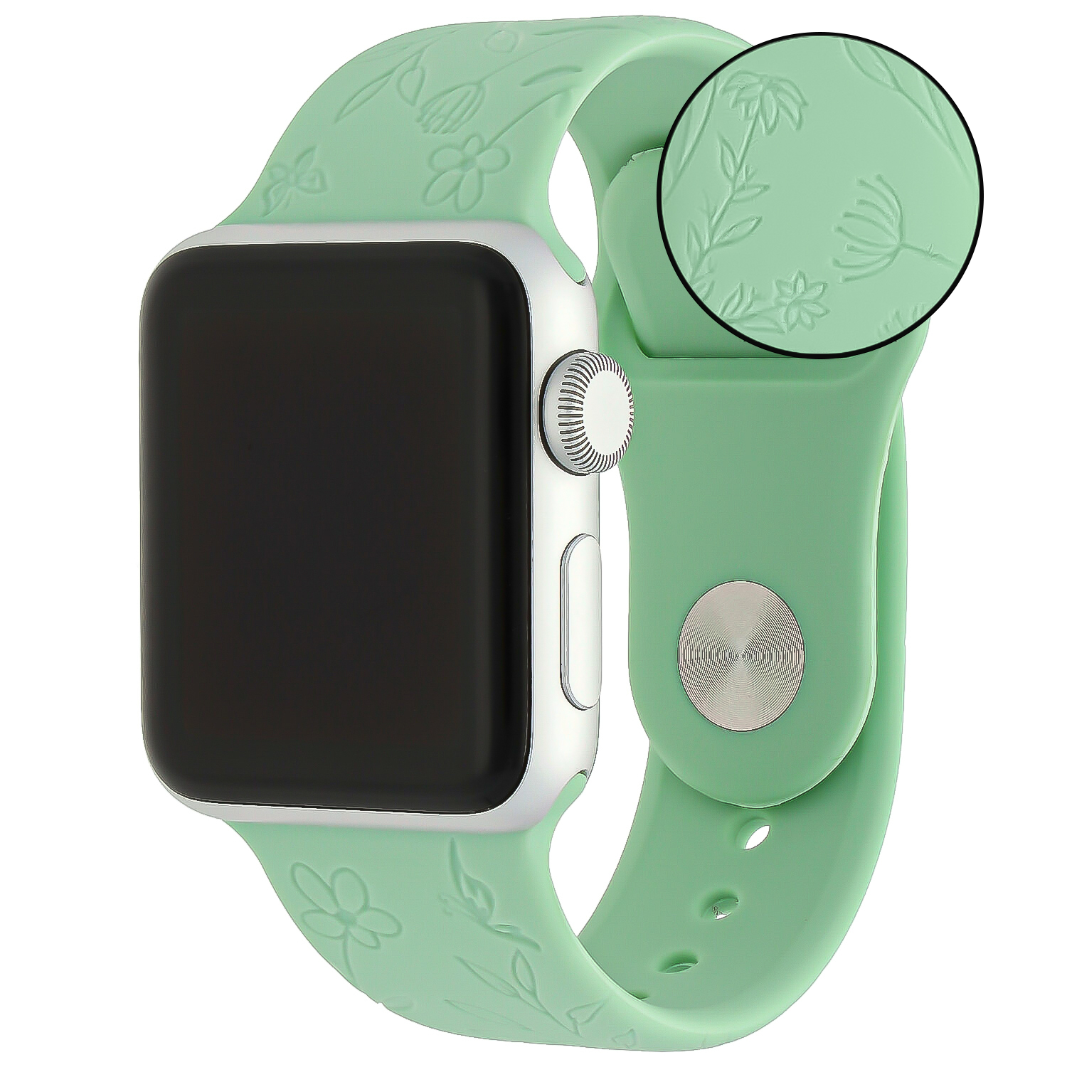 Bracelet sport imprimé Apple Watch - vert floral