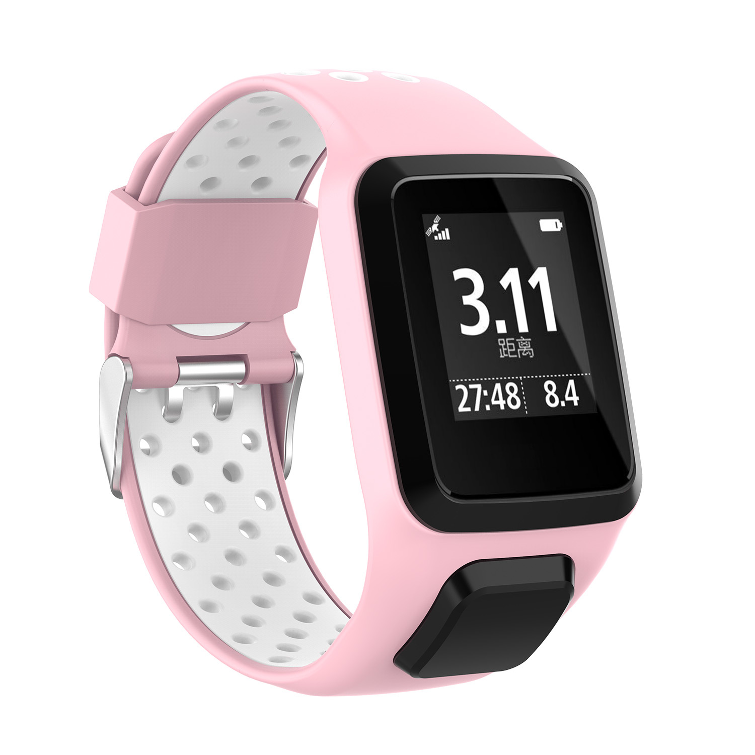 Bracelet sport double TomTom Runner / Spark / Adventure - rose blanc