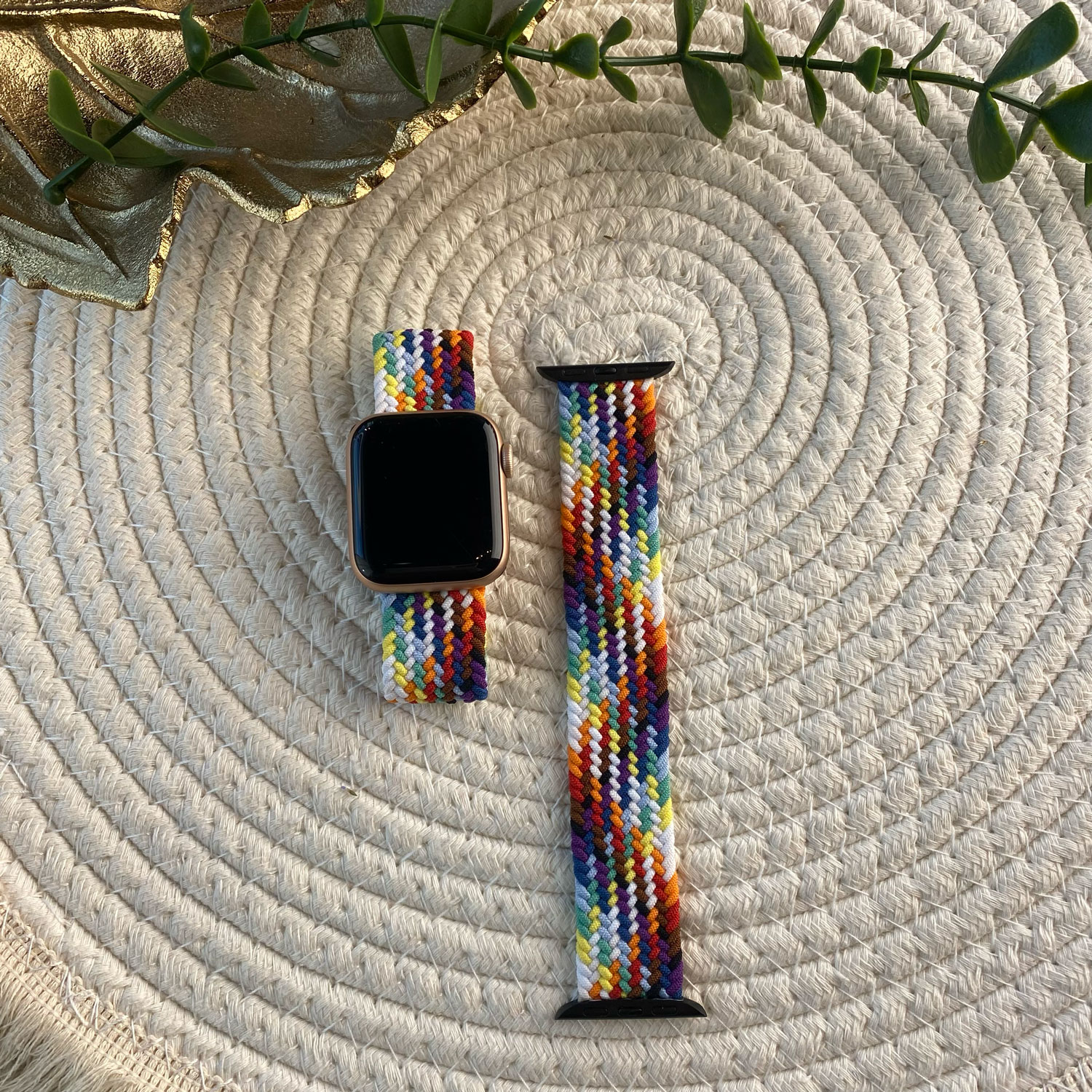 Bracelet nylon Boucle unique tressé Apple Watch - colorée et brillante