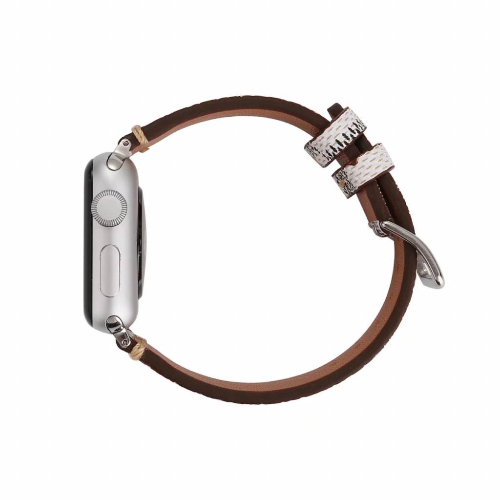 Bracelet quadrillé en cuir Apple Watch - blanc