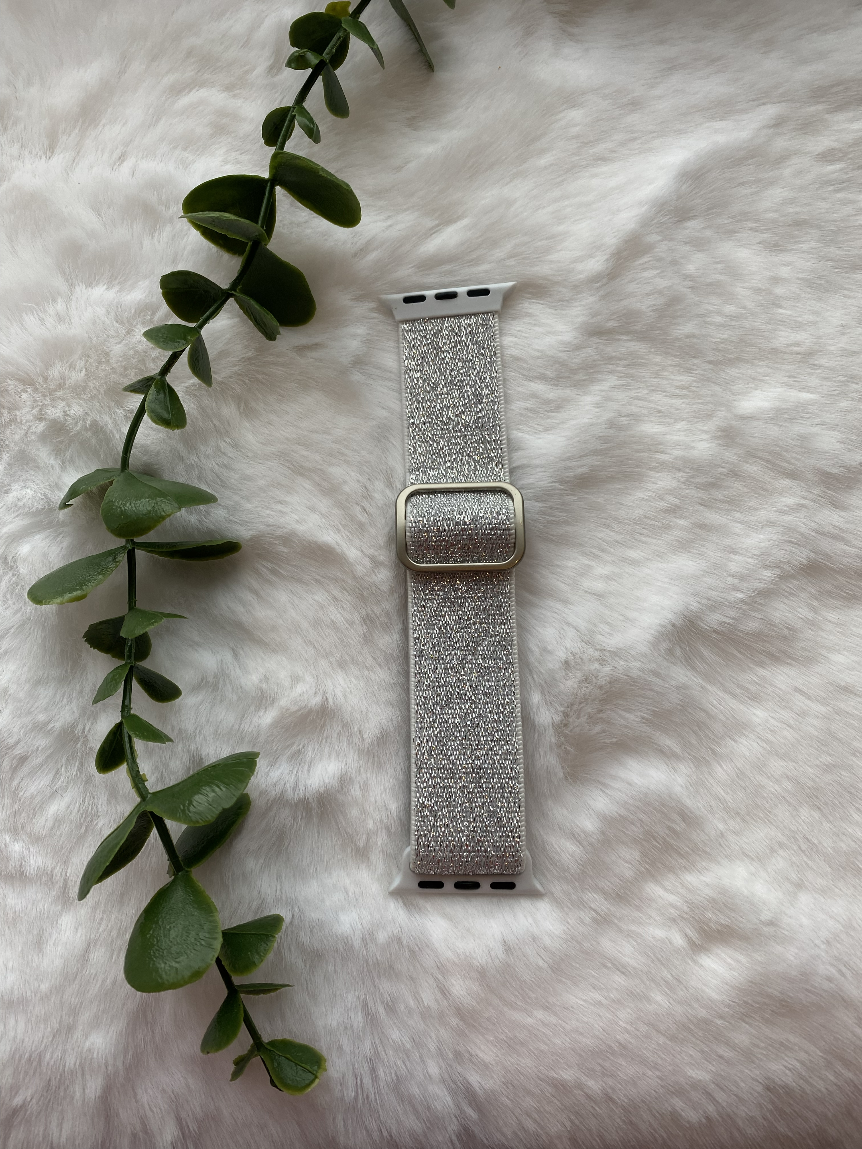 Bracelet nylon solo Apple Watch - blanc pailleté