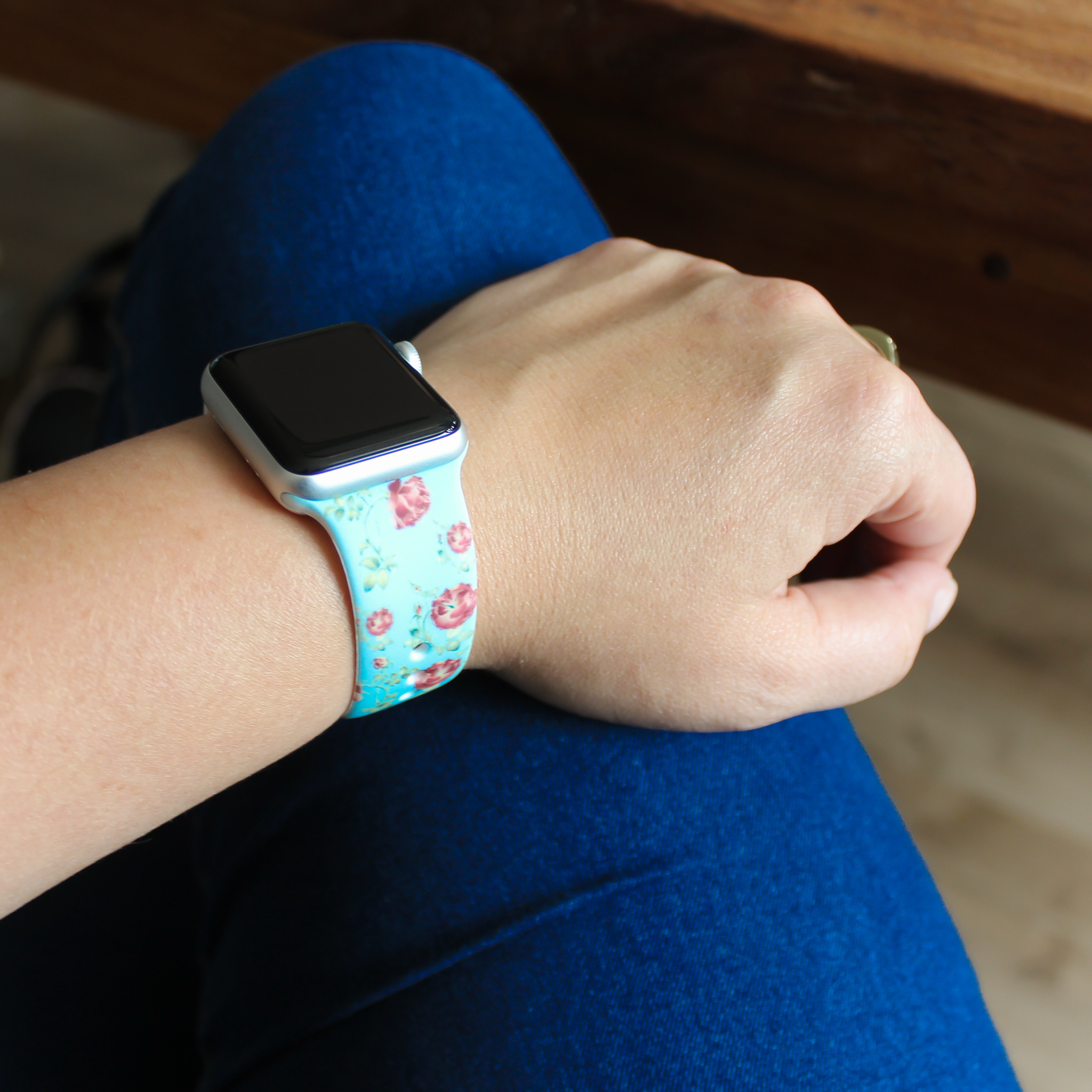 Bracelet sport imprimé Apple Watch - bleu rose