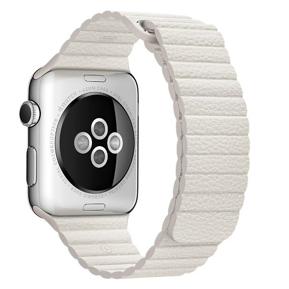 Bracelet en cuir nervure Apple Watch - blanc