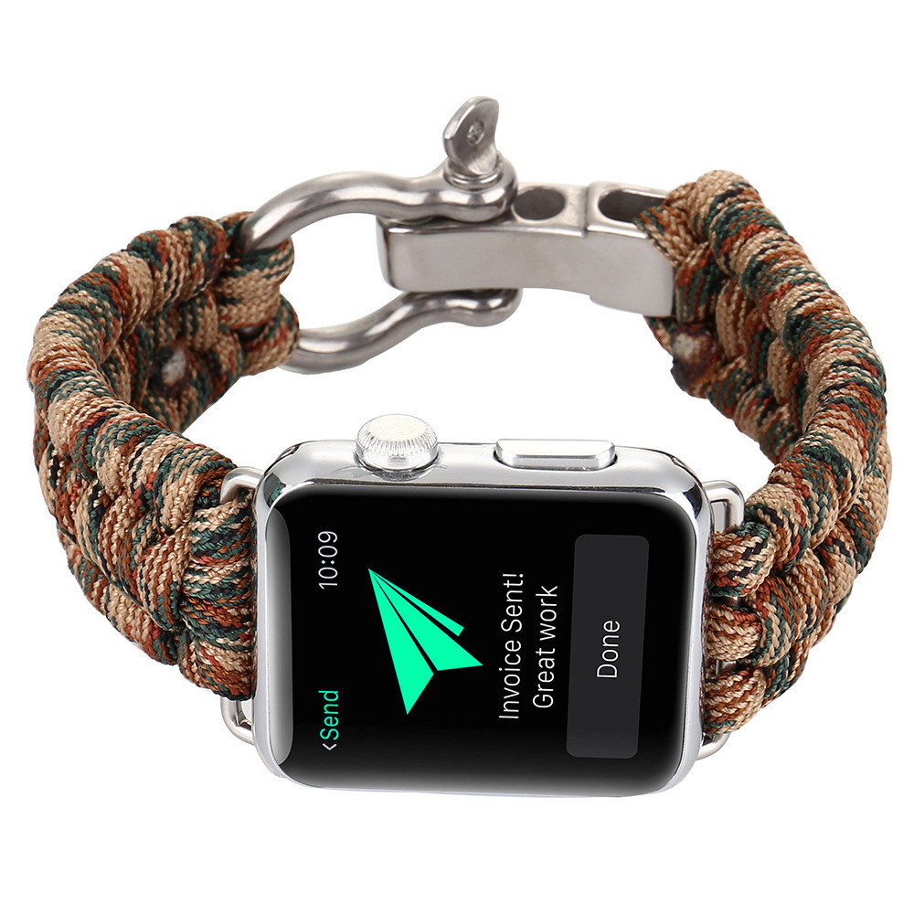 Bracelet corde en nylon Apple Watch - marron camouflage