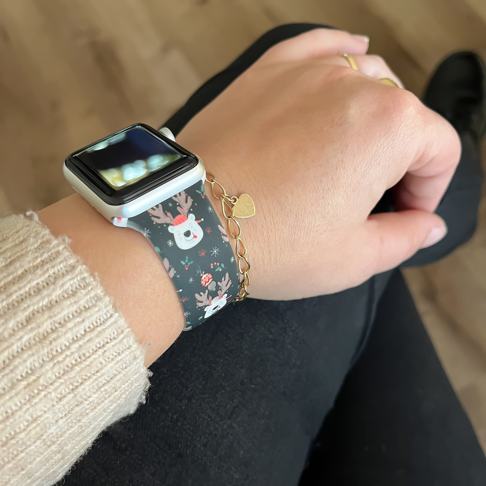 Bracelet sport imprimé Apple Watch - rennes de Noël