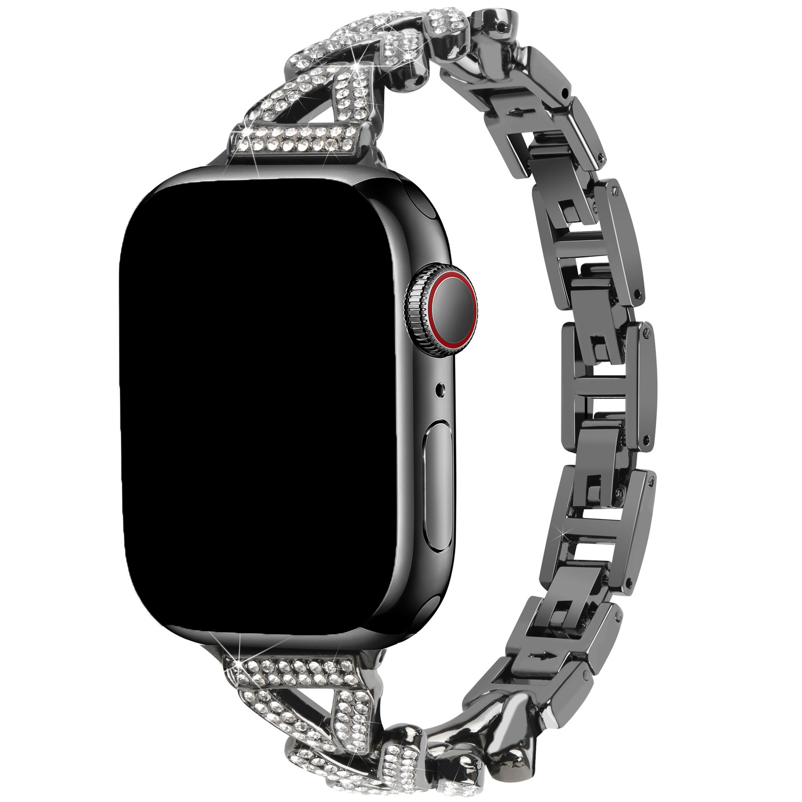 Bracelet à maillons en acier cœur Apple Watch - Faye noir