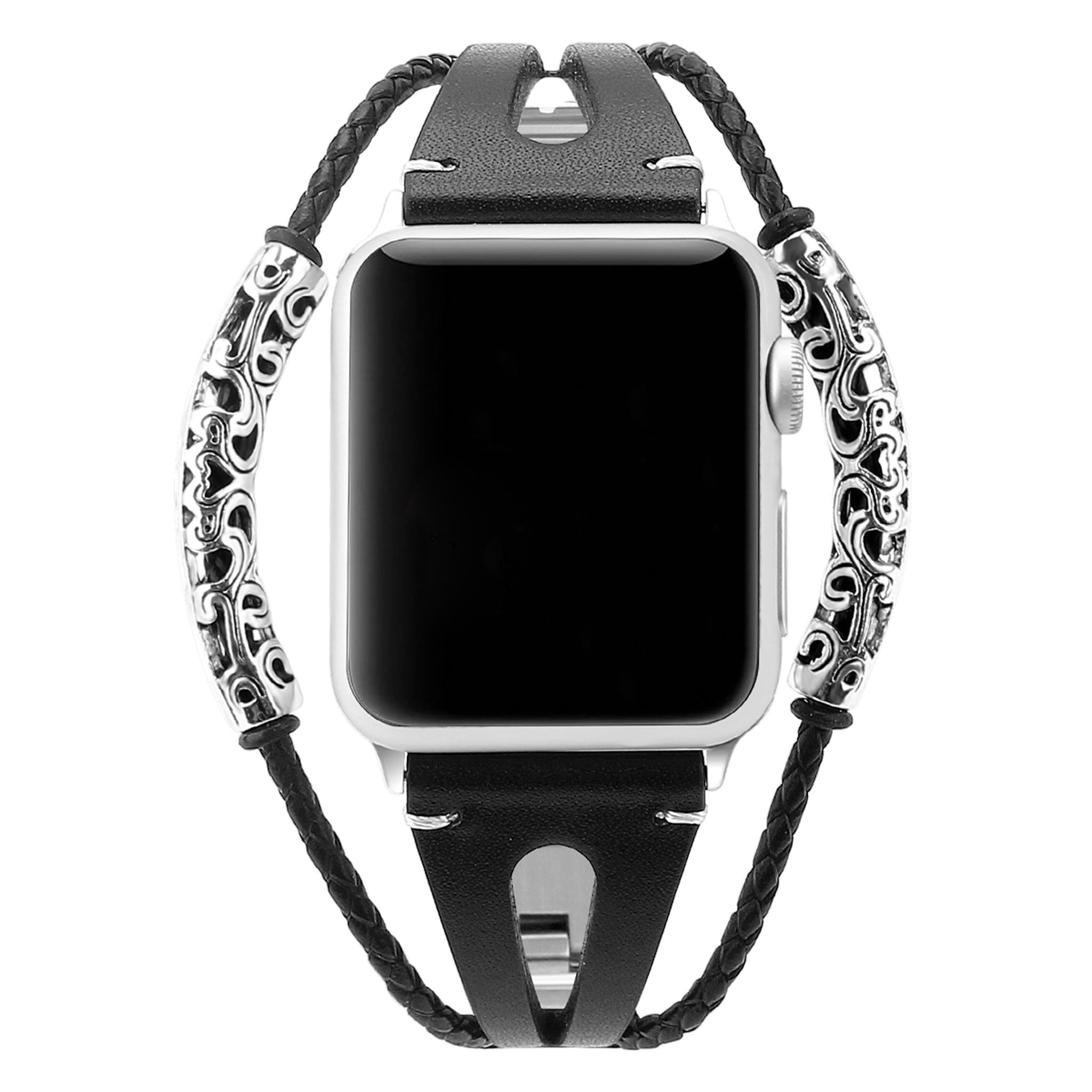 Bracelet en cuir bijoux robuste Apple Watch - noir