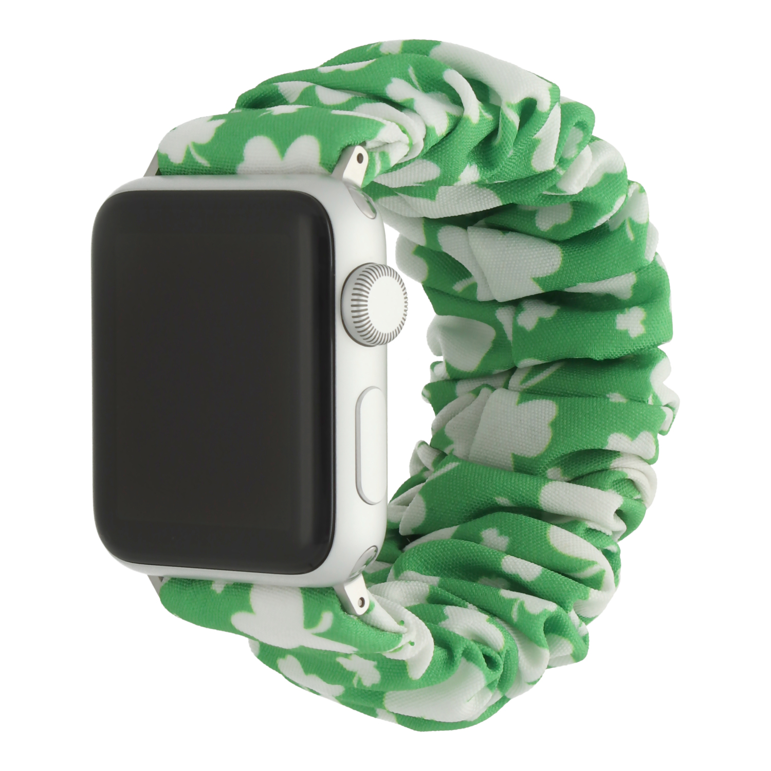 Bracelet nylon Scrunchie Apple Watch - Trèfle vert