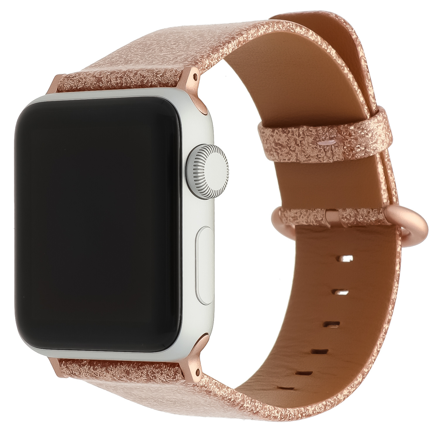 Bracelet paillettes en cuir Apple Watch - or