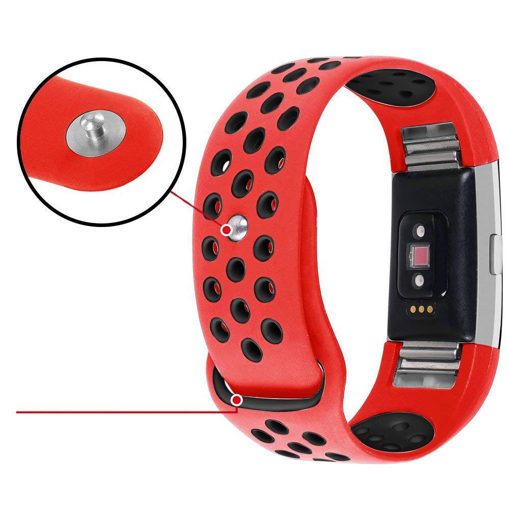 Bracelet sport double Fitbit Charge 2 - rouge noir