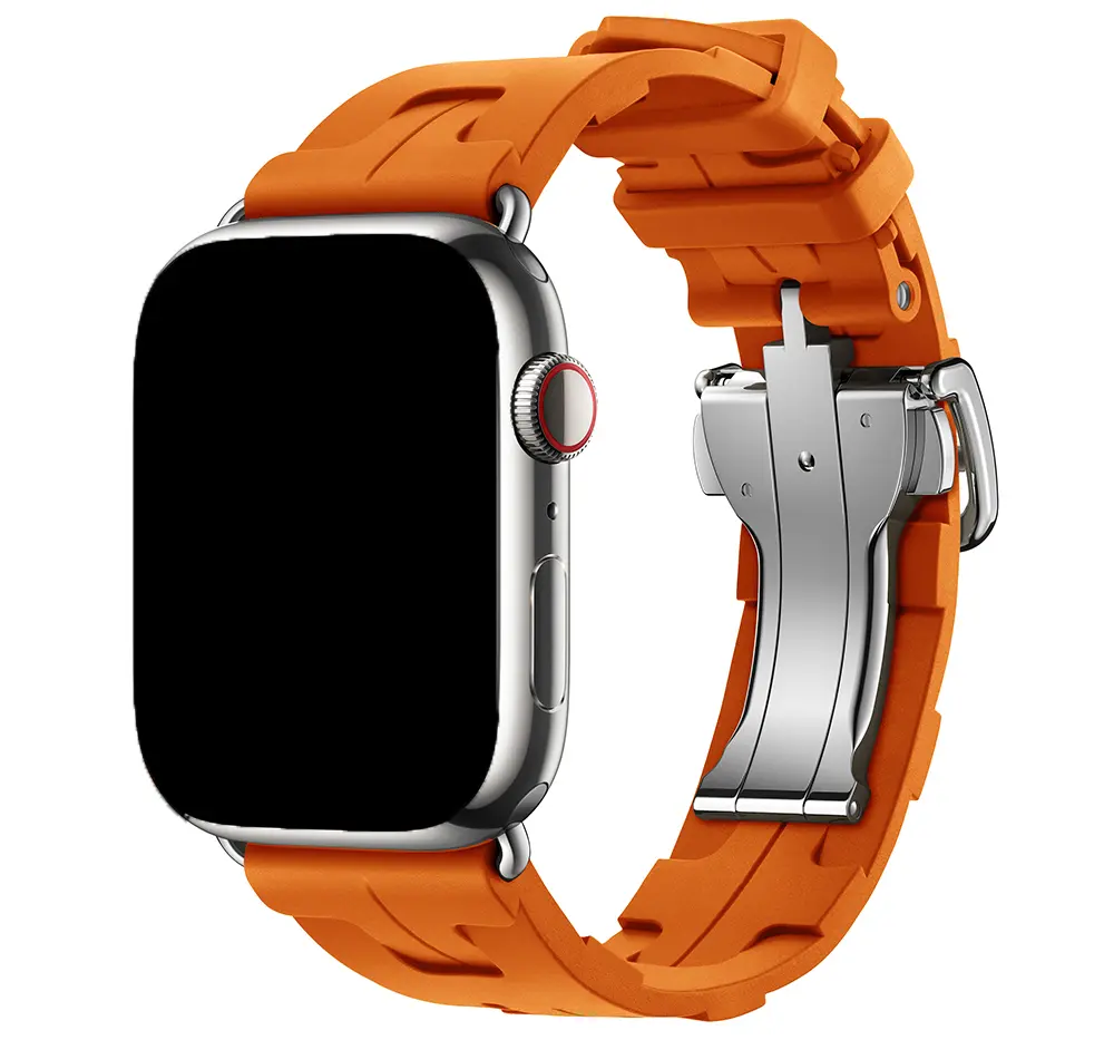 Bracelet sport Hermès simple tour kilim Apple Watch - orange