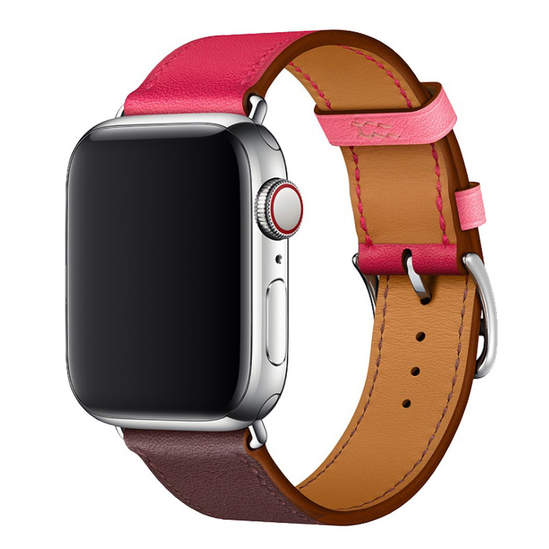 Bracelet en cuir simple tour Apple Watch - rose violet
