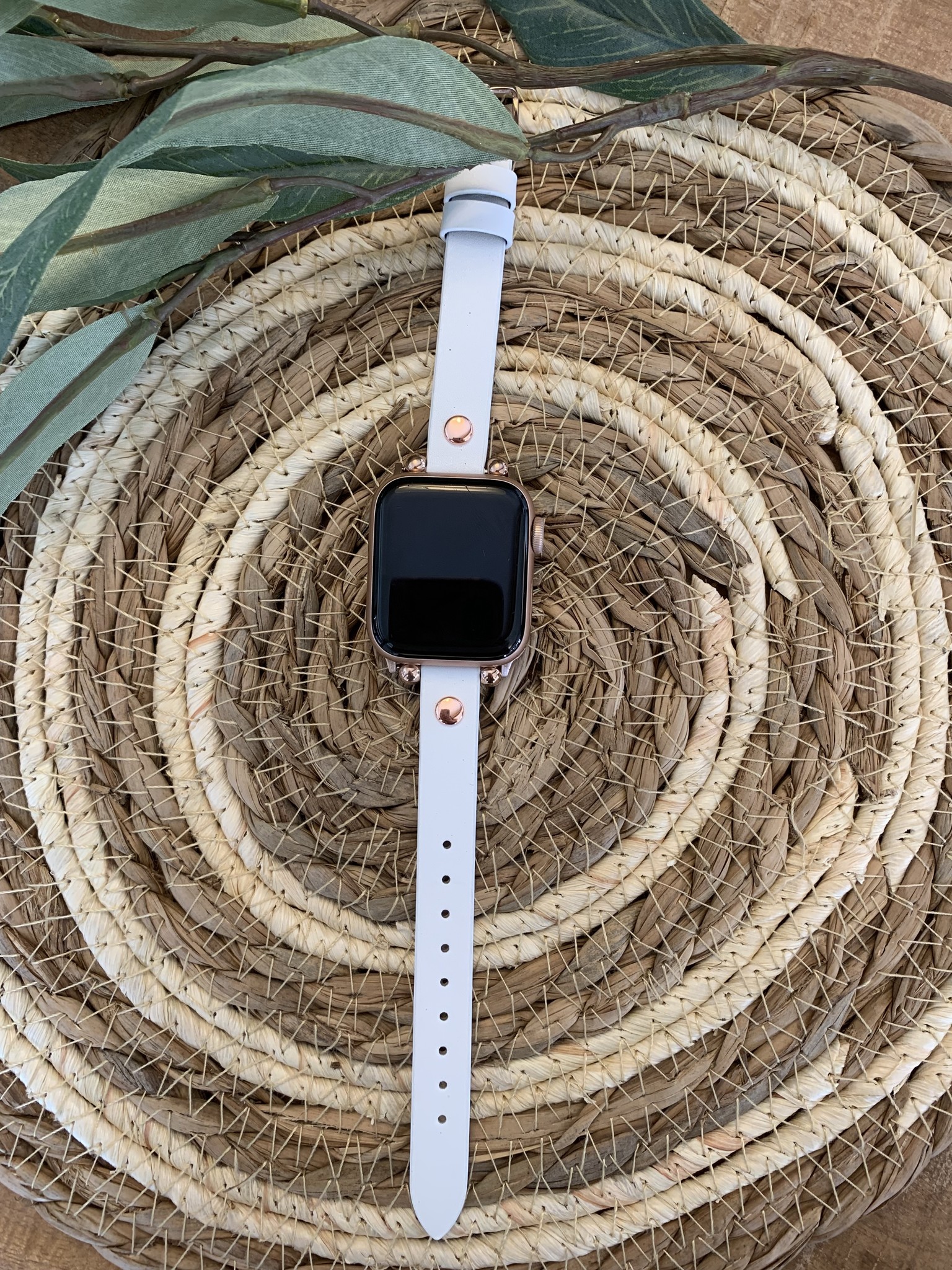 Bracelet en cuir fin Apple Watch - blanc